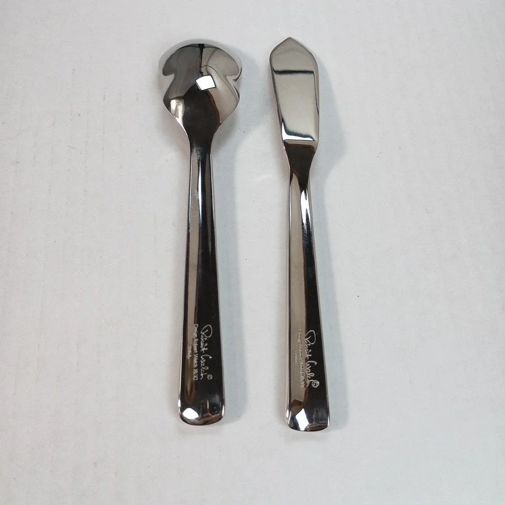 Robert Welch MERIT MIRROR 18/10 Sugar Spreader Serving Spoons Fork 5 pieces